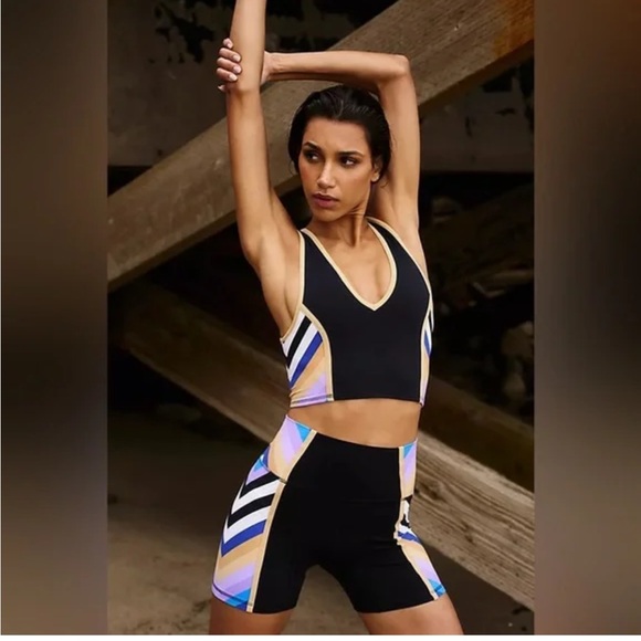 FP Movement by Free People Pants - FP MOVEMENT Patterned Bike Shorts in Black Combo